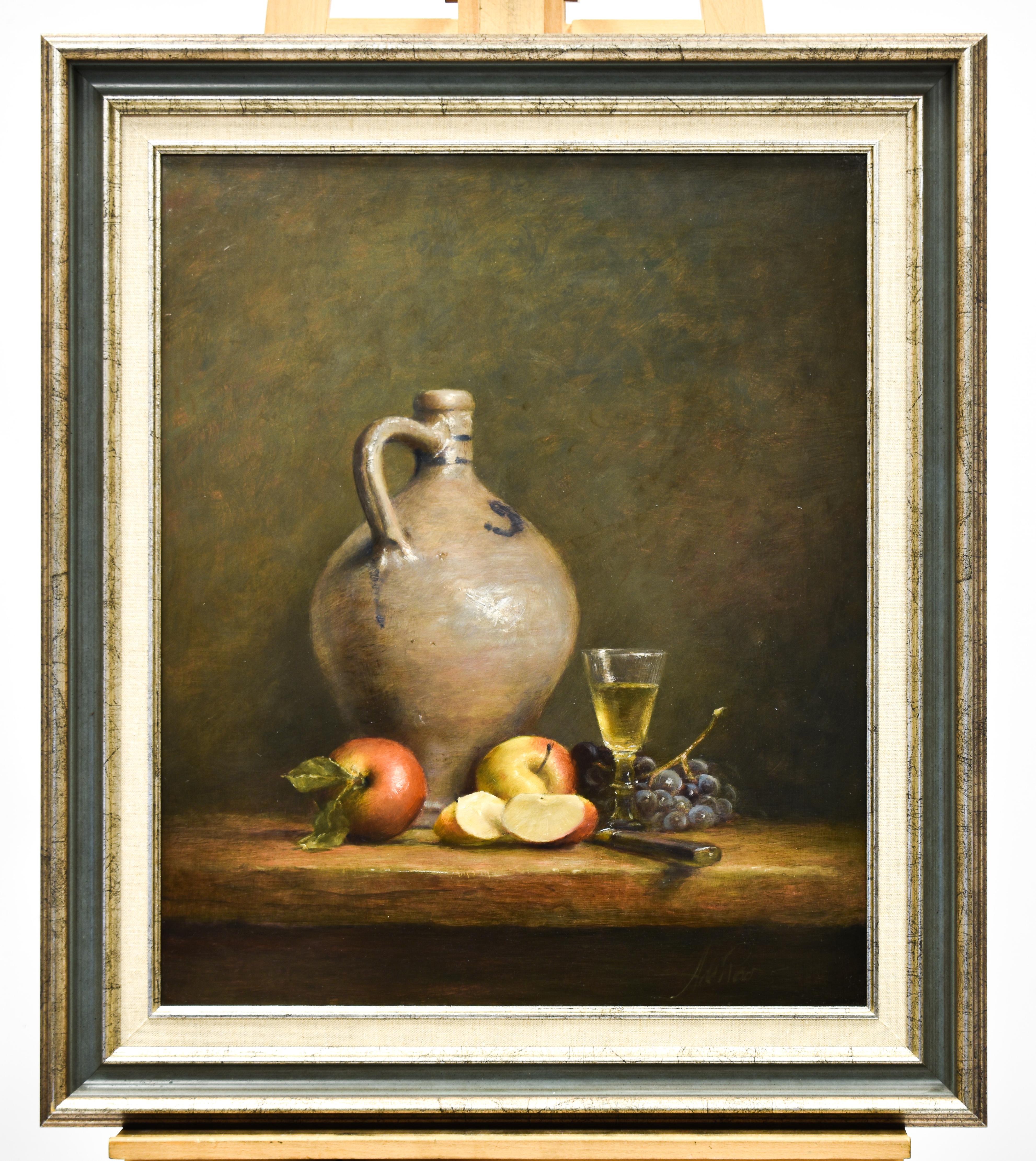 Wein- und Obststillleben – Ad de Roo (1959) – niederländischer Künstler im Angebot 2
