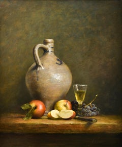 Wine and fruit still life - Ad de Roo (1959) - Dutch artist