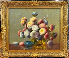A.D. Greer “Colors of the Rainbow” Large Oil Painting in Baroque Frame, 1940s