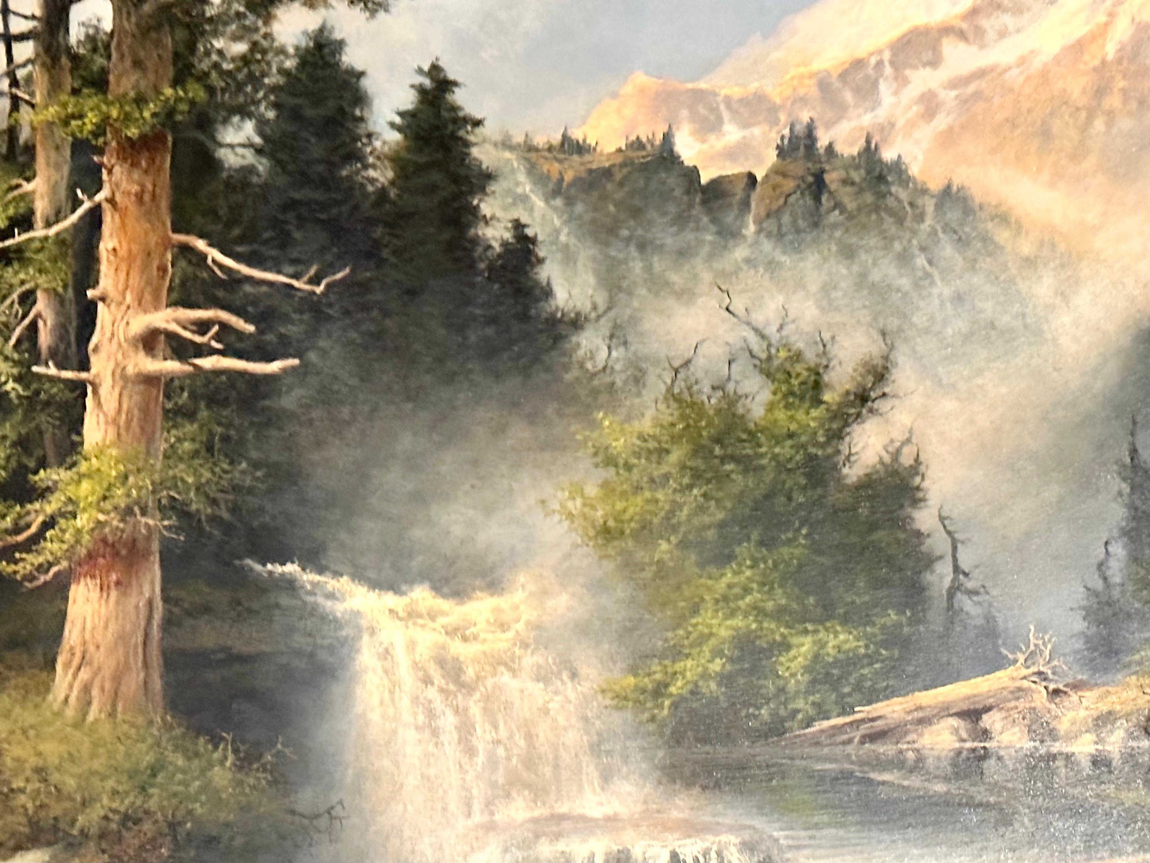 « Colorado Falls », A.D. Greer, huile sur toile originale, 45 x62, paysage de montagne en vente 3