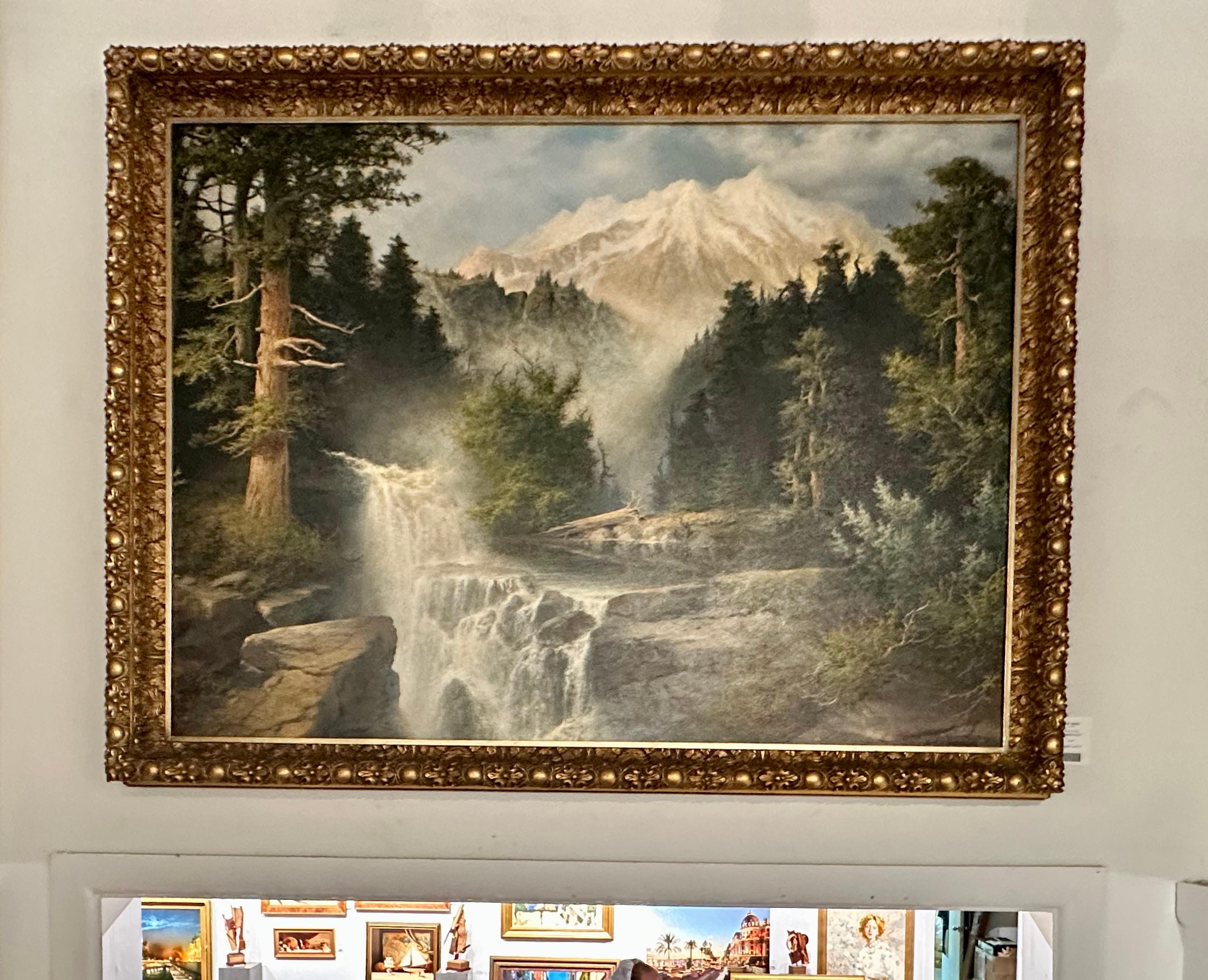 « Colorado Falls », A.D. Greer, huile sur toile originale, 45 x62, paysage de montagne en vente 5