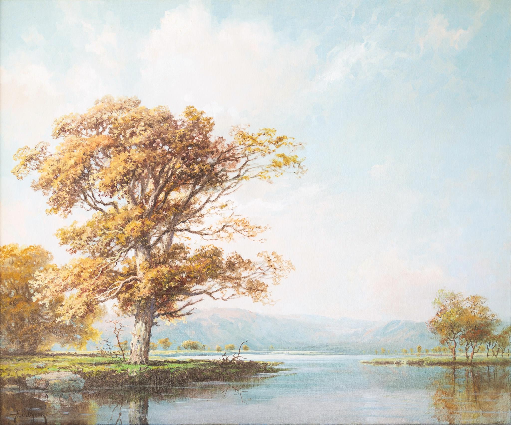 A.D. Greer Landscape Painting - "Lakeside in Autumn"