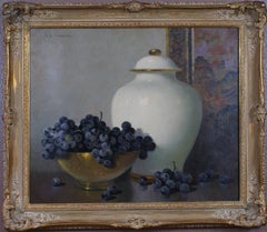 {Still Life of Black Grapes and White Vase}