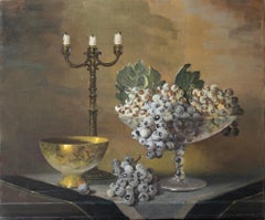 Vintage Still Life with Grapes and Candelabra