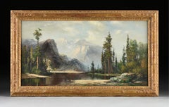 "WESTERN MOUNTAIN LANDSCAPE" AUSTIN ARTIST FRAMED 27 X 46