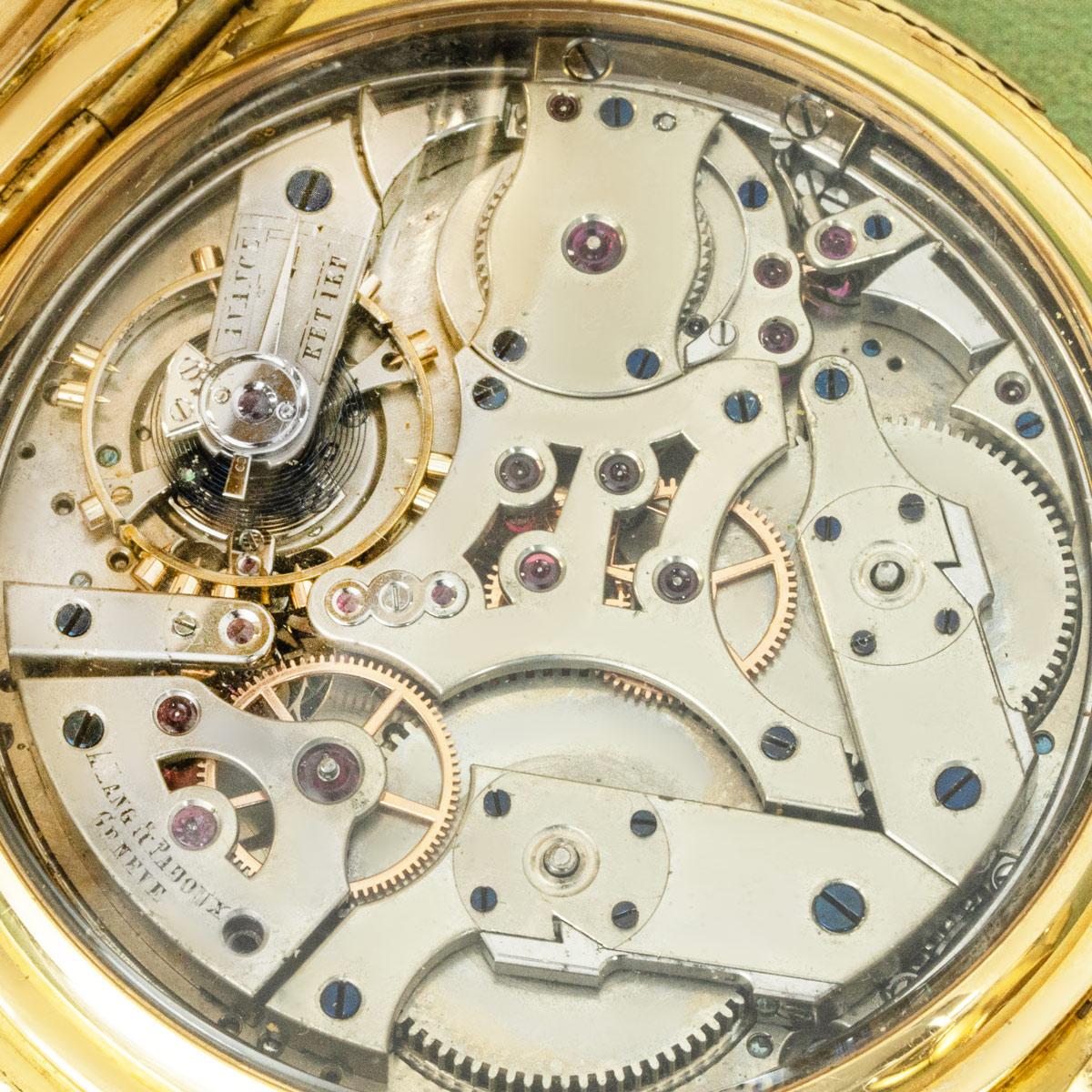 AD Lang et Padoux Rare Gold Full Hunter Independant Second Minute Repeater C1880 For Sale 2