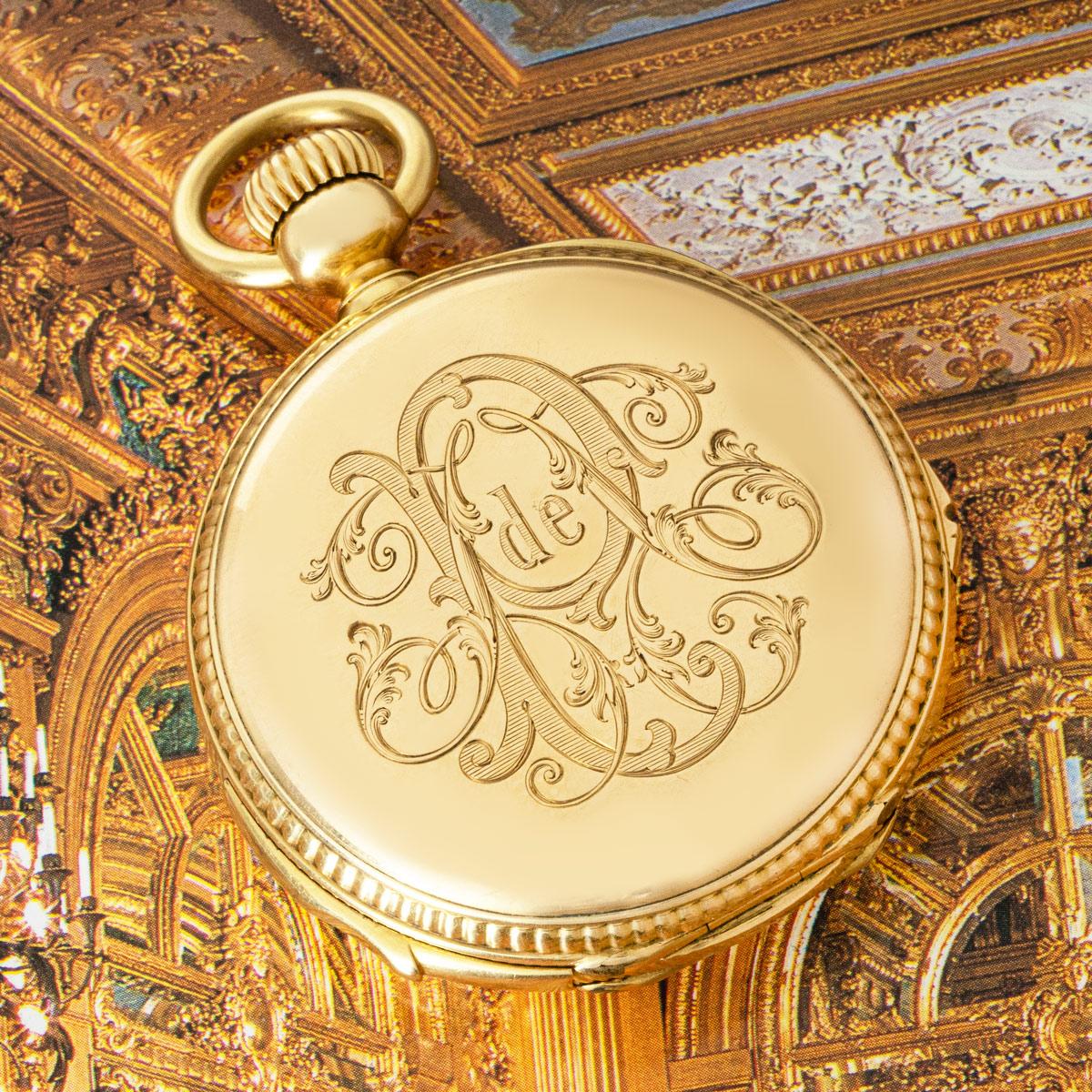 AD Lang et Padoux Rare Gold Full Hunter Independant Second Minute Repeater C1880 For Sale 3