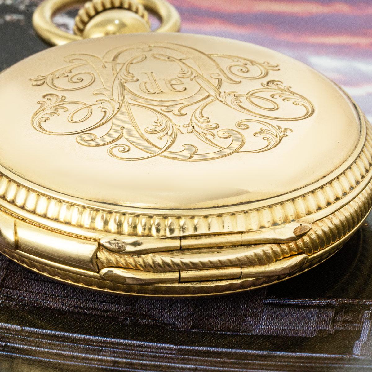 AD Lang et Padoux Rare Gold Full Hunter Independant Second Minute Repeater C1880 For Sale 4