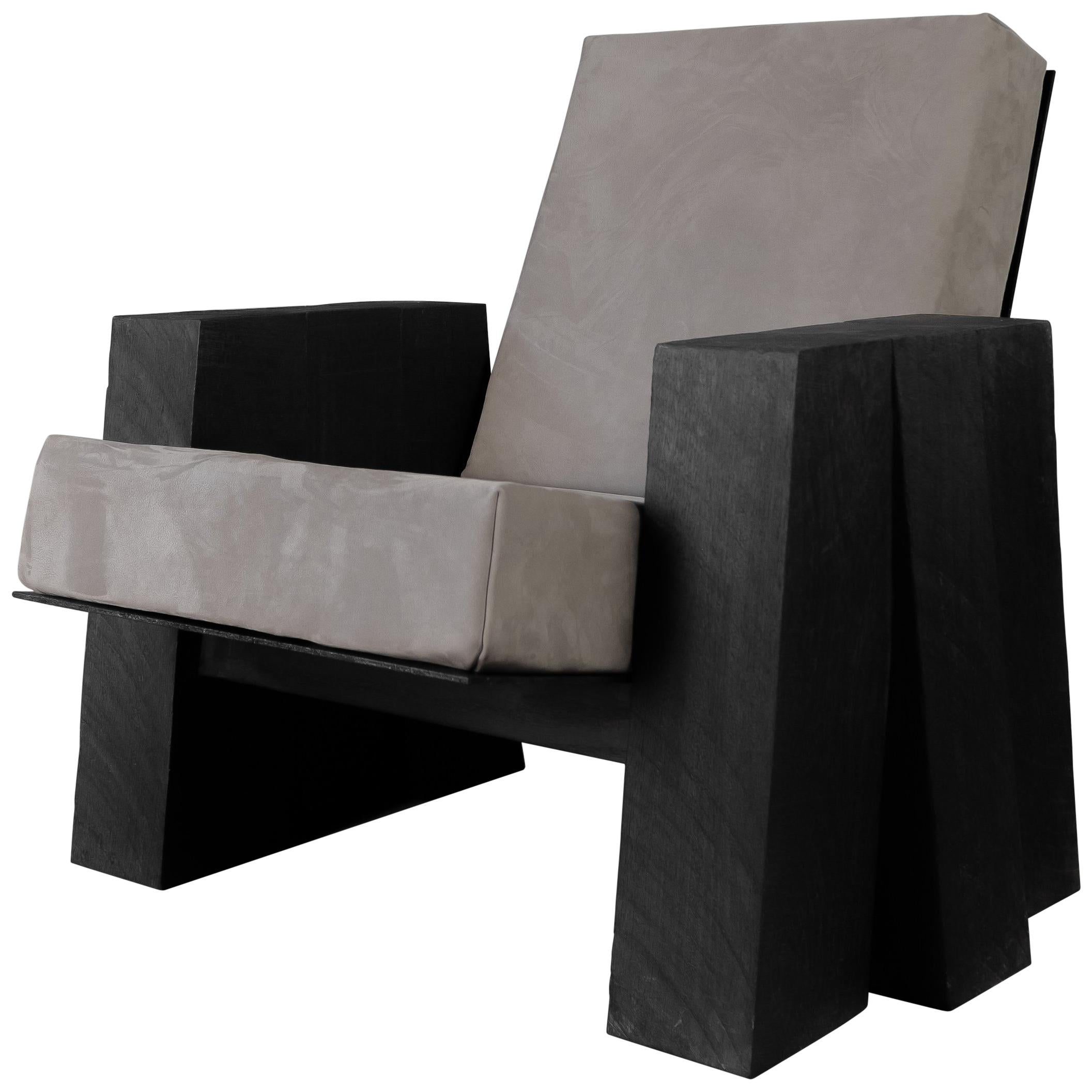 AD Lounge Chair, Sculpted Iroko Wood, Arno Declercq