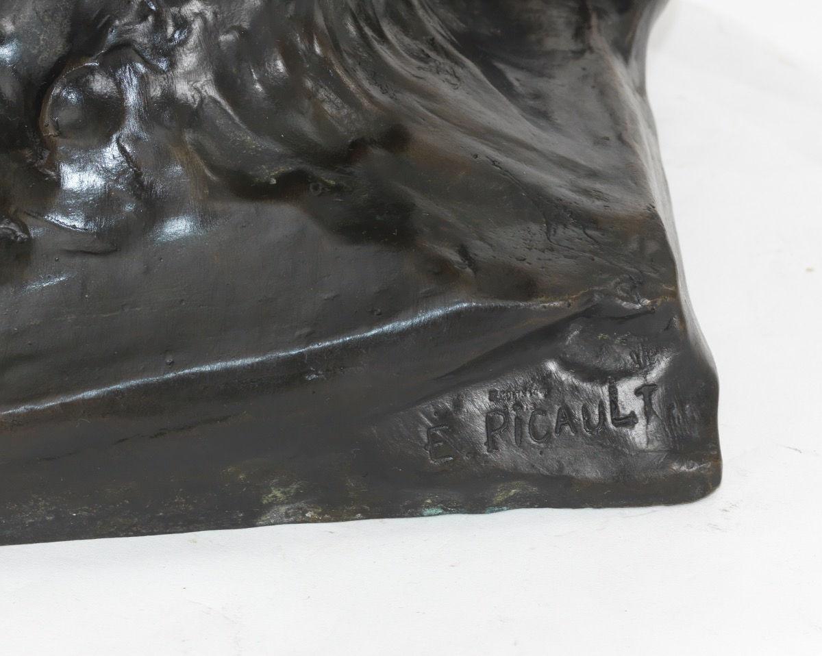 Statue en bronze finement coulé et patiné d'après Emile Louis Picault (français, 1833-1915) connue sous le nom de Ad Lumen (A la lumière), mesurant 41 1/2 pouces de haut. 