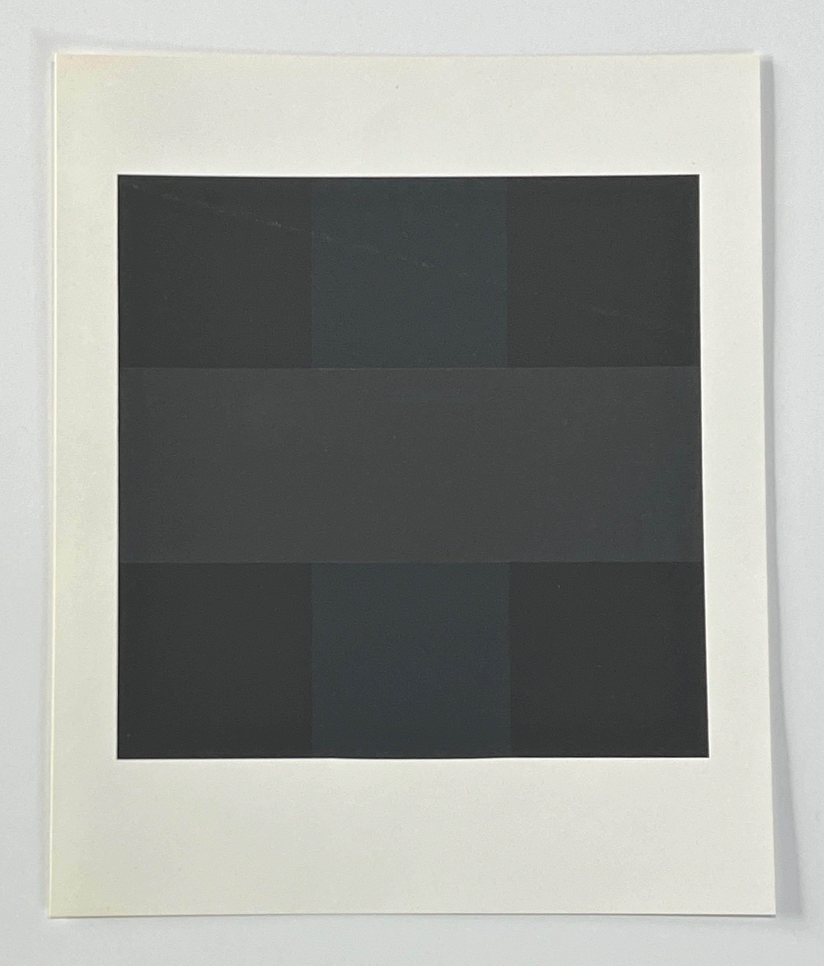 Medium: serigraph (after Ad Reinhardt). Printed in Germany by Siebdruck Michel of Dusseldorf in 1972 for inclusion as a special loose insert with the catalogue for the Ad Reinhardt exhibition at the Stadtische Kunsthalle of Dusseldorf, Germany. The