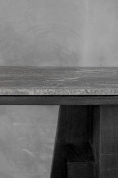 AD Round Table Iroko and Stone Signed Table, Arno Declercq