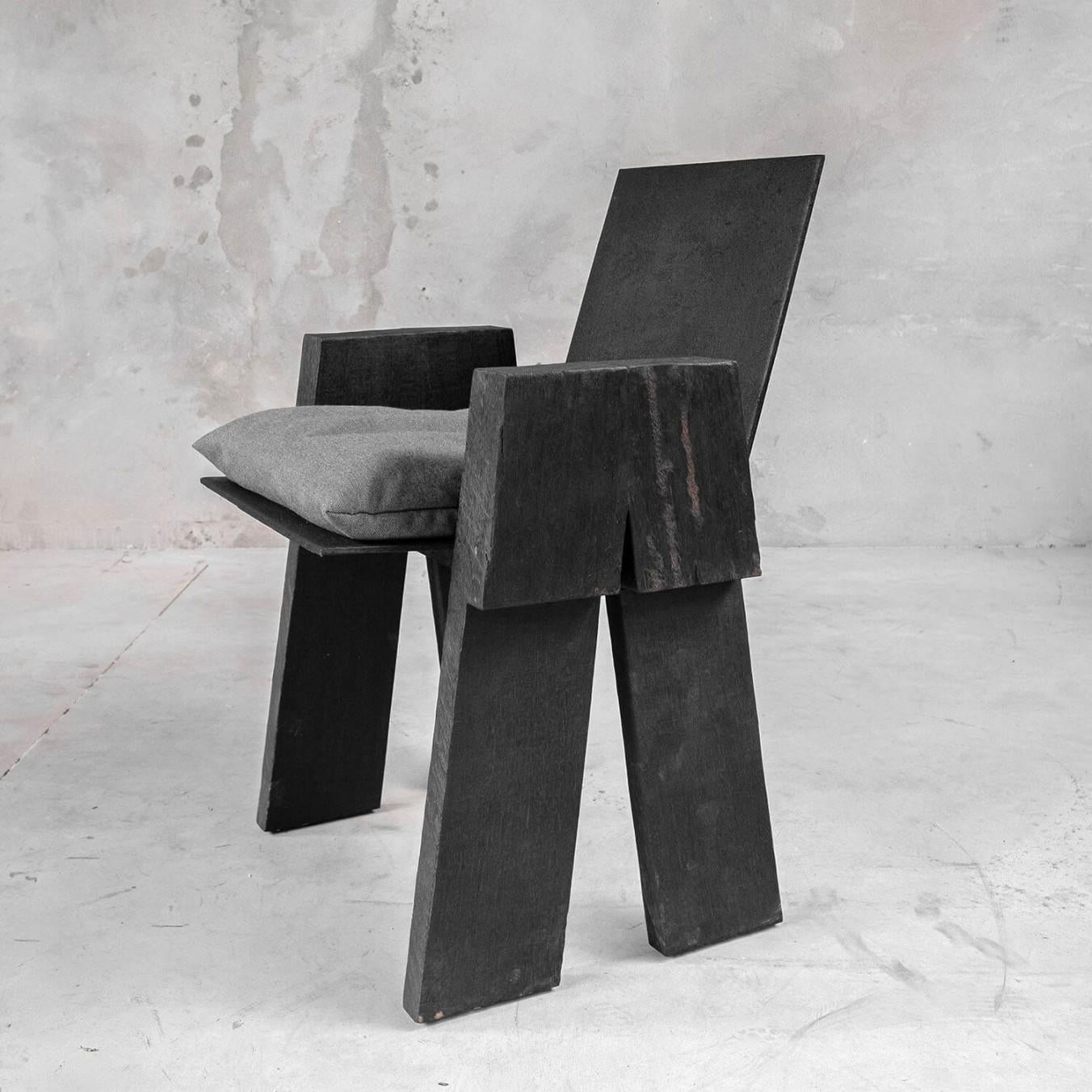 Modern AD Sculpted Chair, Sculpted Iroko Wood, Arno Declercq