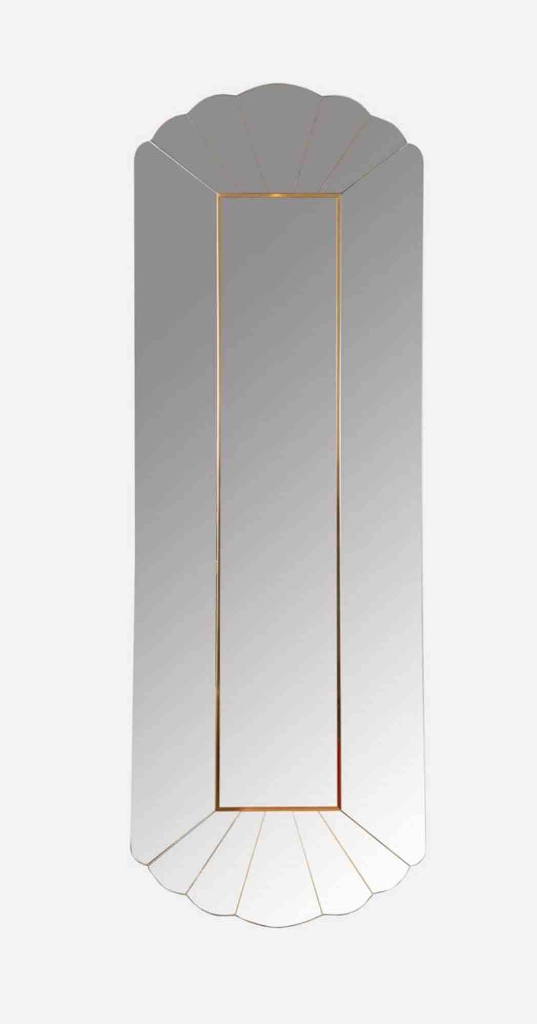 AD008 Mirror is a work realized by Alain Delon for Maison Jansen 1970s.

Brass profiles, brass plate with production logo and “Alain Delon” signature on the back.

H cm 155x55 (slight wear)

Produced and distributed in Italy by R.S.D. Furniture