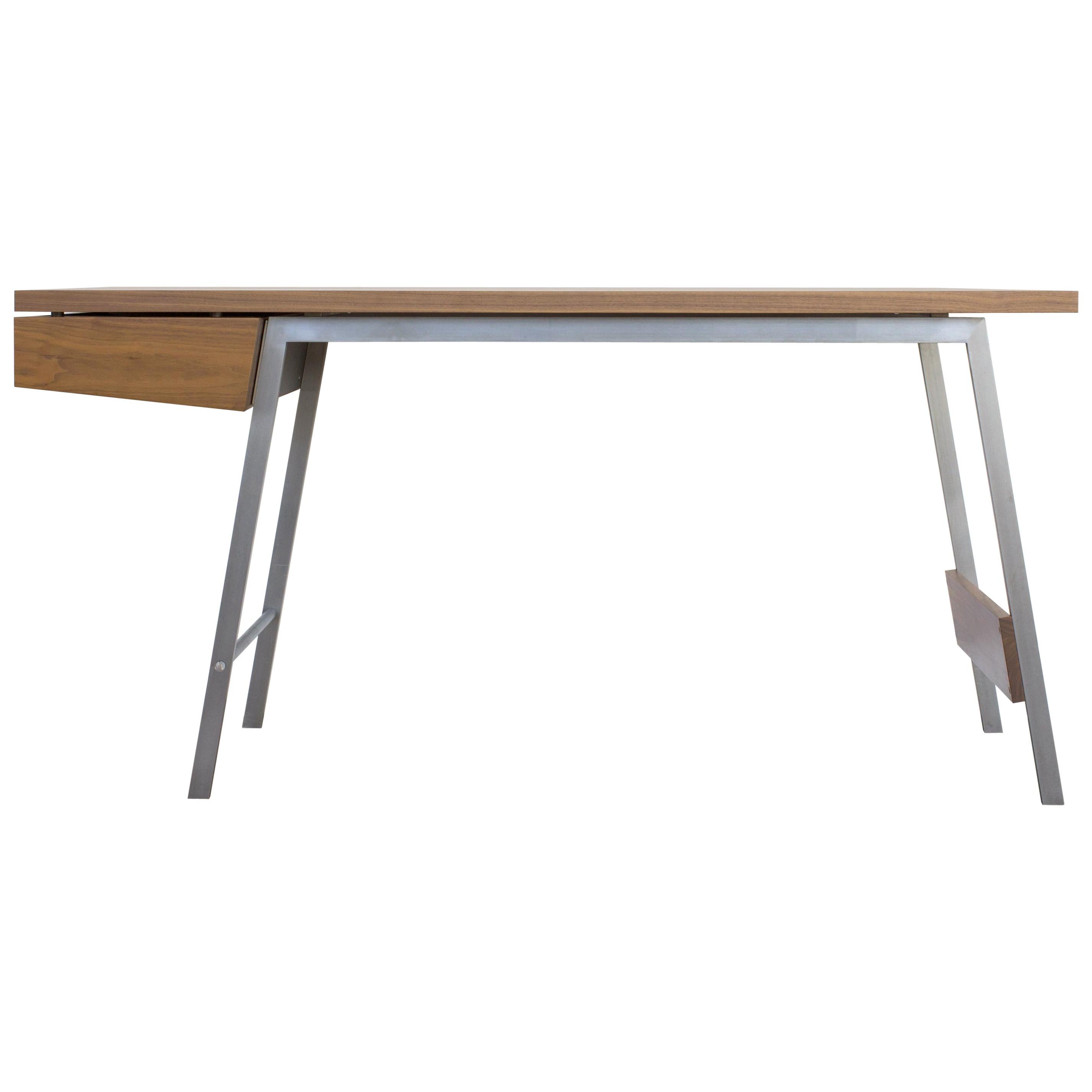 AD7, Solid Walnut and Cold Rolled Steel with Pencil Drawer