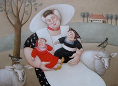 Groeten uit Zeeland Greetings Dutch Landscape Fat Lady Naive Children En Stock
