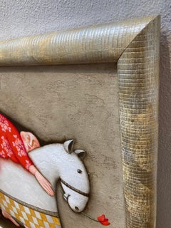 In Cognito Incognito Acryl Painting on Canvas Horse Fat Lady Naive In Stock