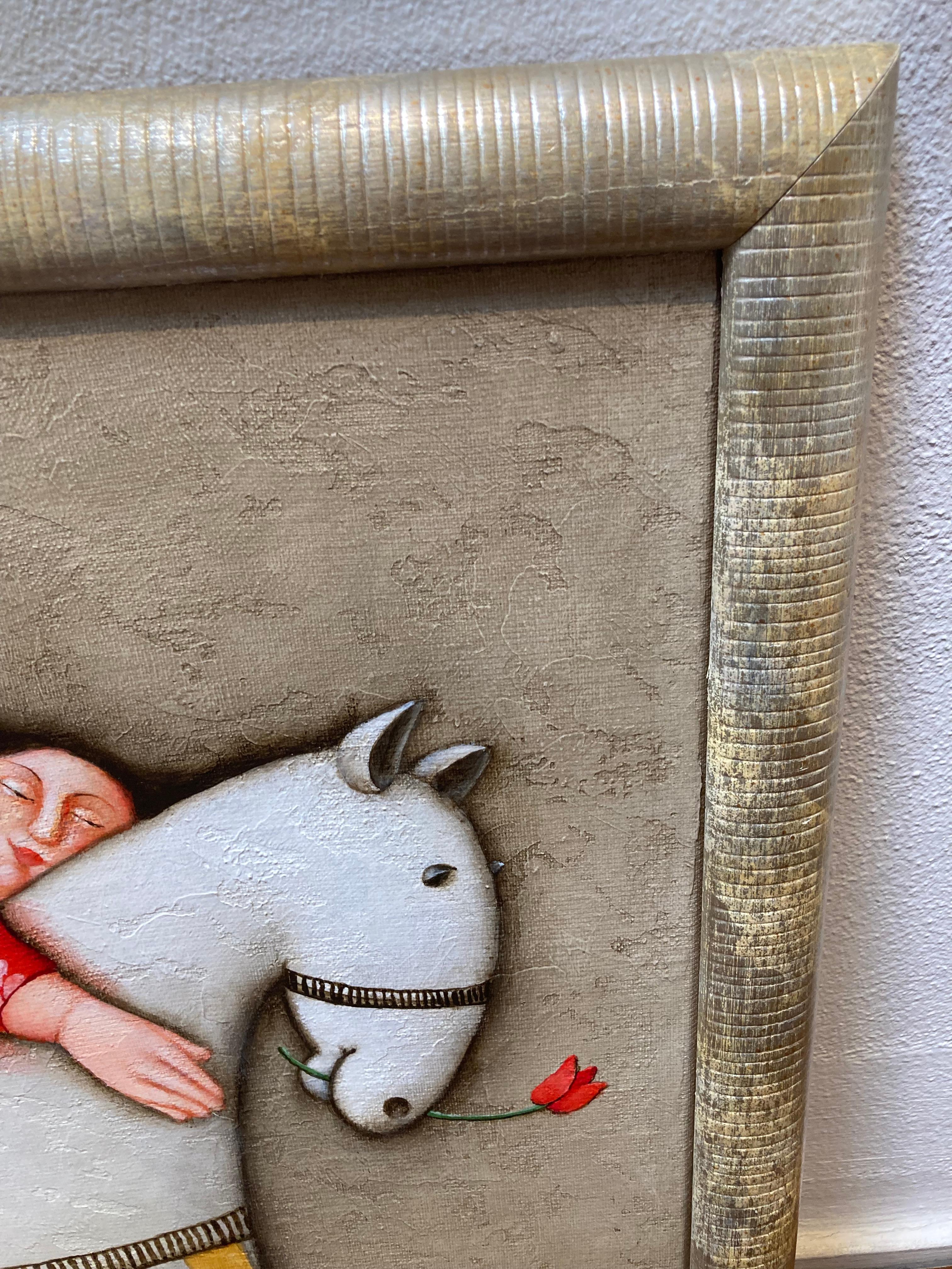 En Cognito Incognito Pintura Acrílica sobre Lienzo Caballo Dama Gorda Ingenua En Stock - Painting Contemporáneo de Ada Breedveld
