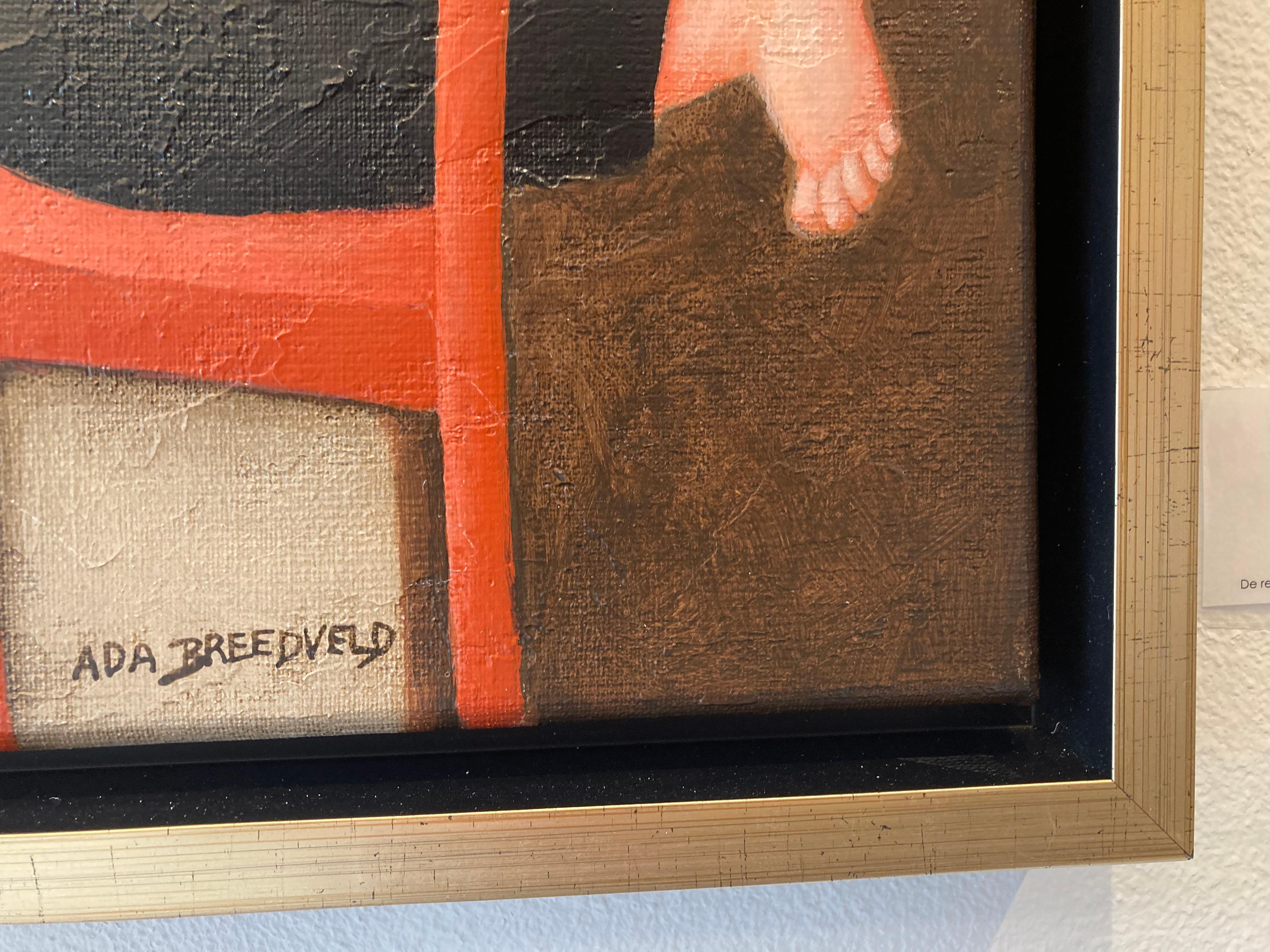 Vingers in de pap Dito nella torta Pittura acrilica su tela Fat Lady In magazzino - Painting di Ada Breedveld