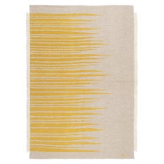 Tappeto Kilim moderno e contemporaneo Ada, lana intrecciata a mano sabbia e giallo
