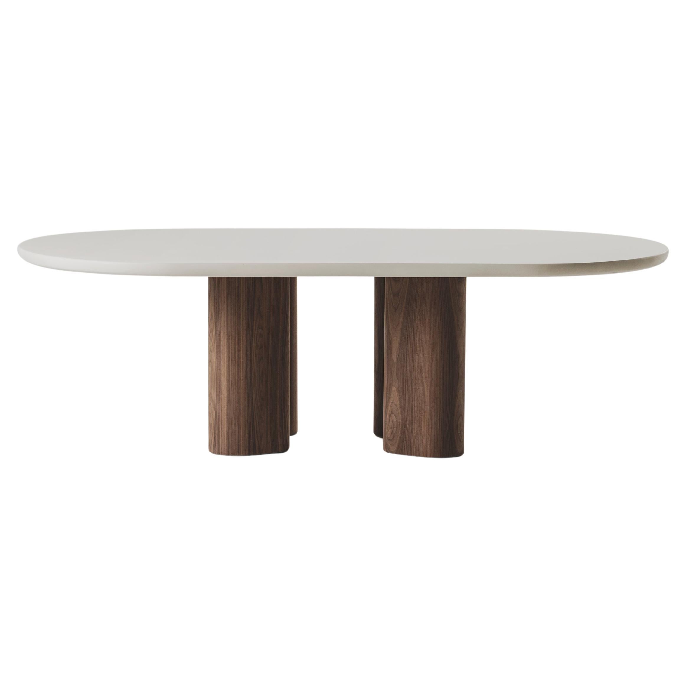 Ada Dining Table in Microcement and Wood Veneer by Marlot Baus