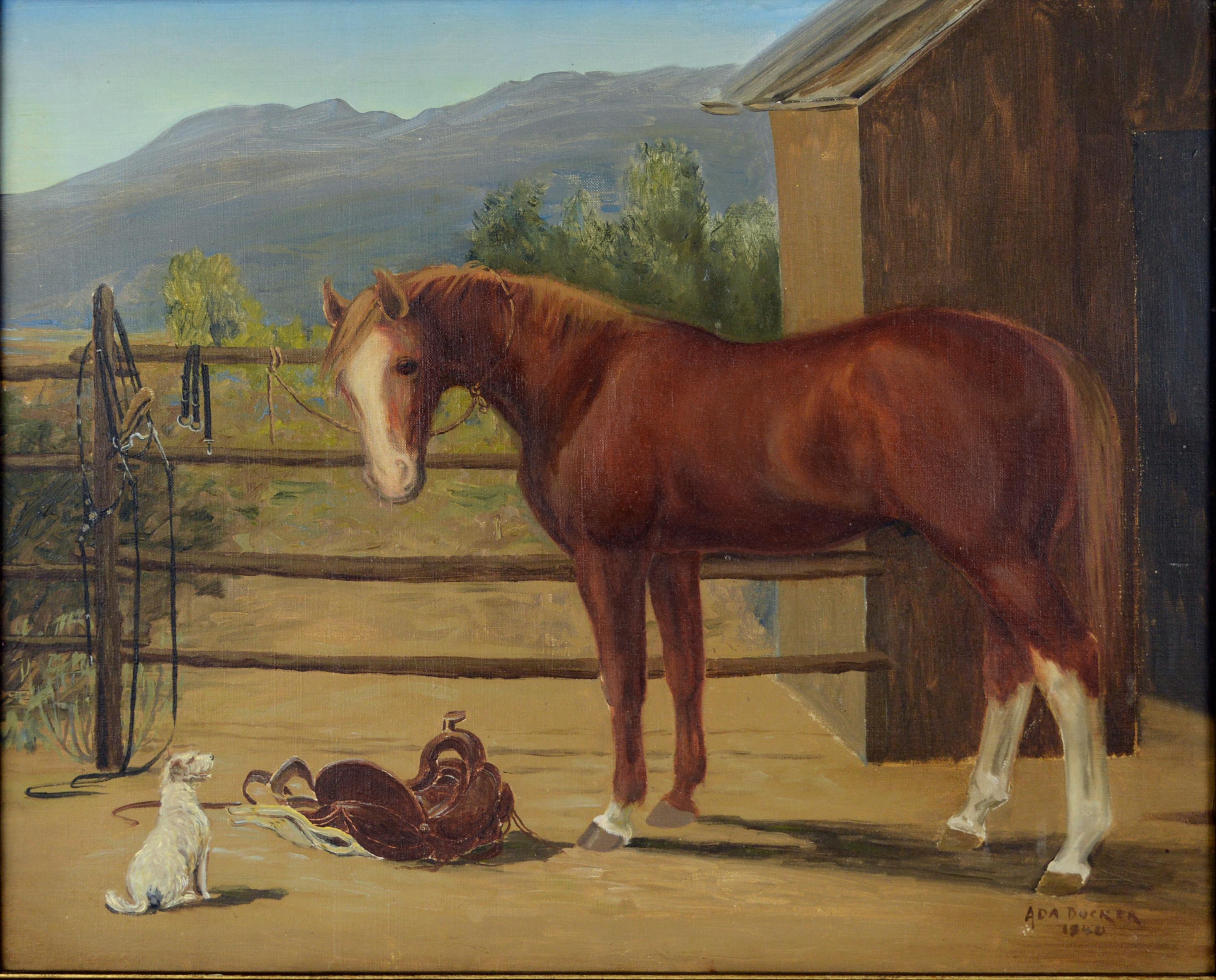 Thoroughbred Horse 1940 by Ada (Kruse) Ducker - Exhibited Nevada State Museum - Painting by Ada Ducker Kruse