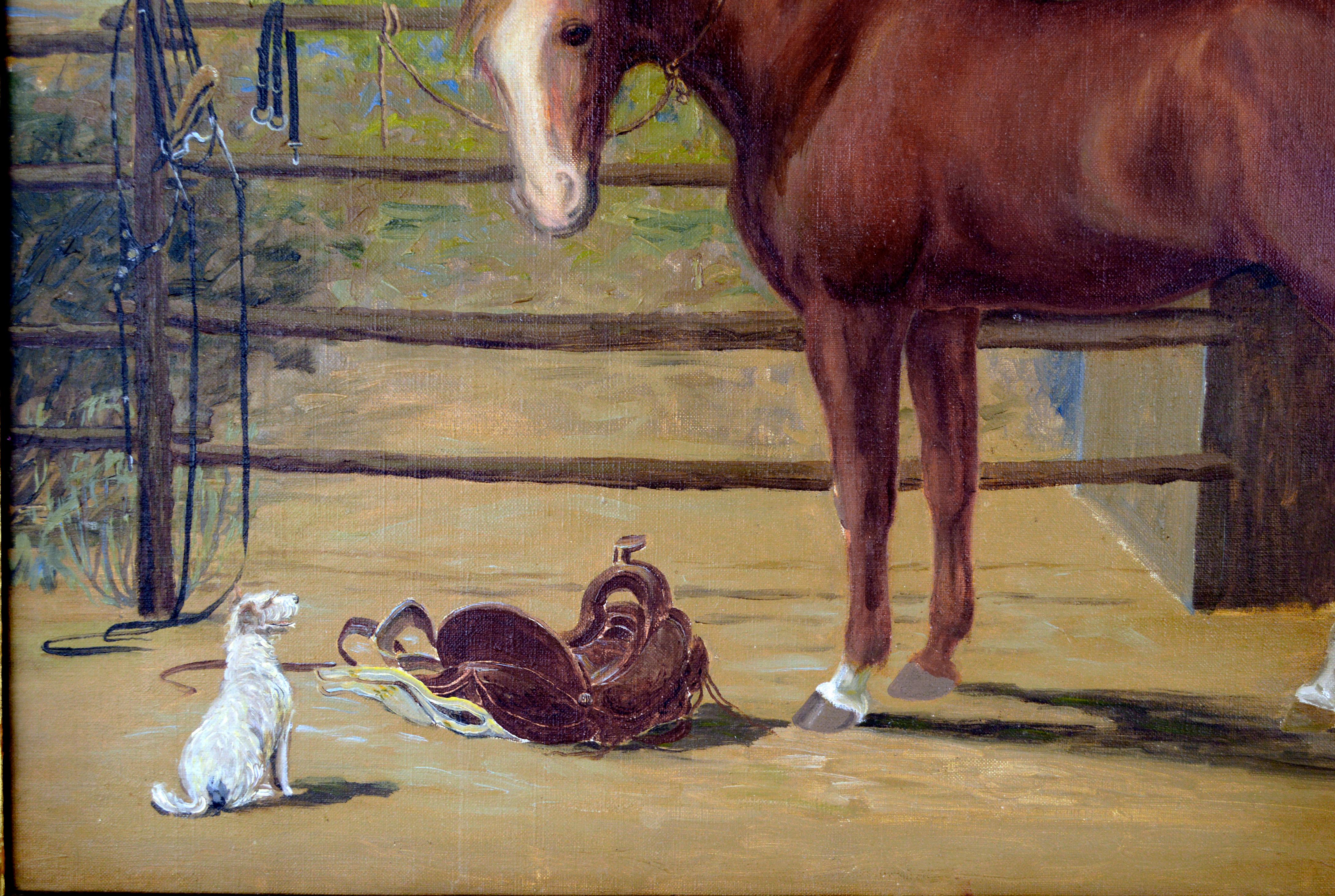 Cheval pur-sang exposé au Nevada State Museum en 1940 par Ada (Kruse) Ducker - Impressionnisme américain Painting par Ada Ducker Kruse