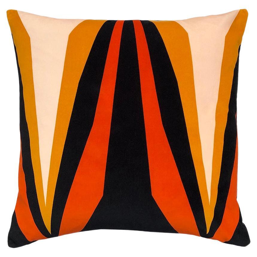 Ada Geometric Ochre Velvet Cushion For Sale