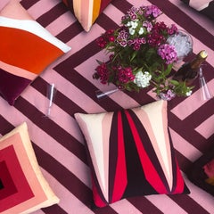 Ada Geometric Pink Velvet Cushion