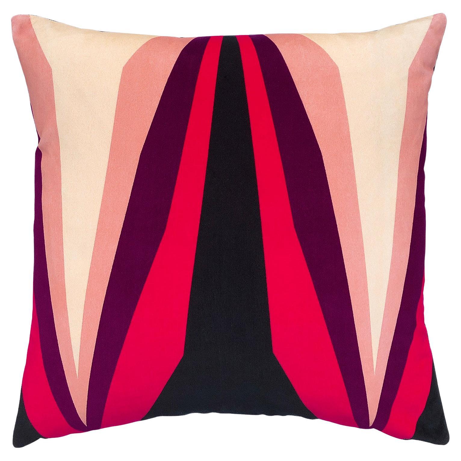 Ada Geometric Pink Velvet Cushion For Sale