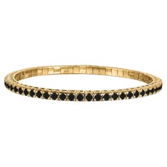 ADA Jewelry Black Diamond Stretch Bracelet, 4.51 Carats, 14K Yellow Gold