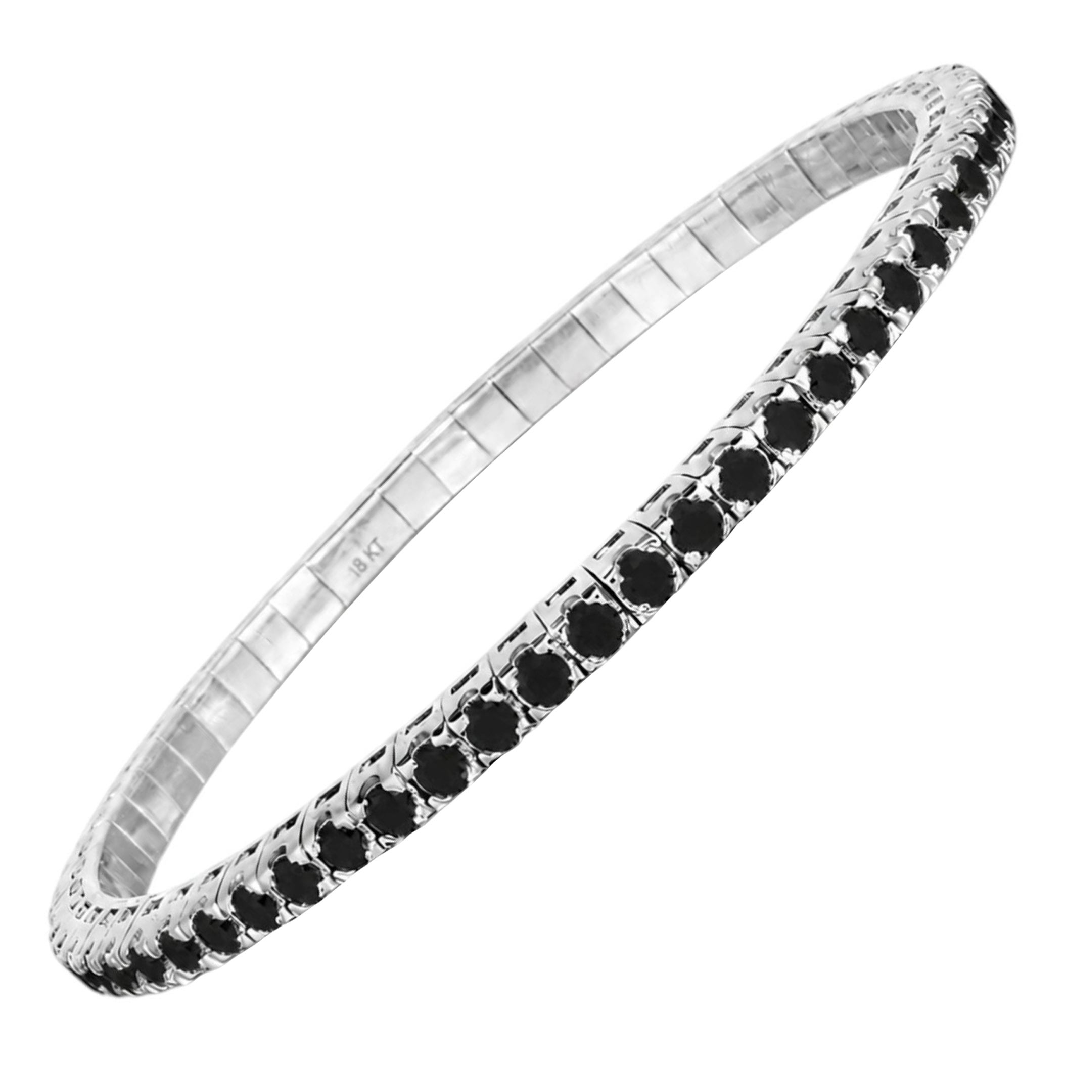 Bracciale elastico con diamanti neri ADA Jewelry, 5,80 carati, oro bianco 14K