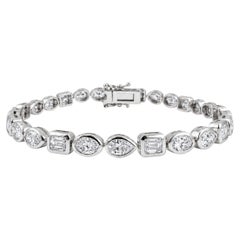 ADA Jewelry Mixed Shape Natural Diamond Bezel Bracelet in 14K White Gold