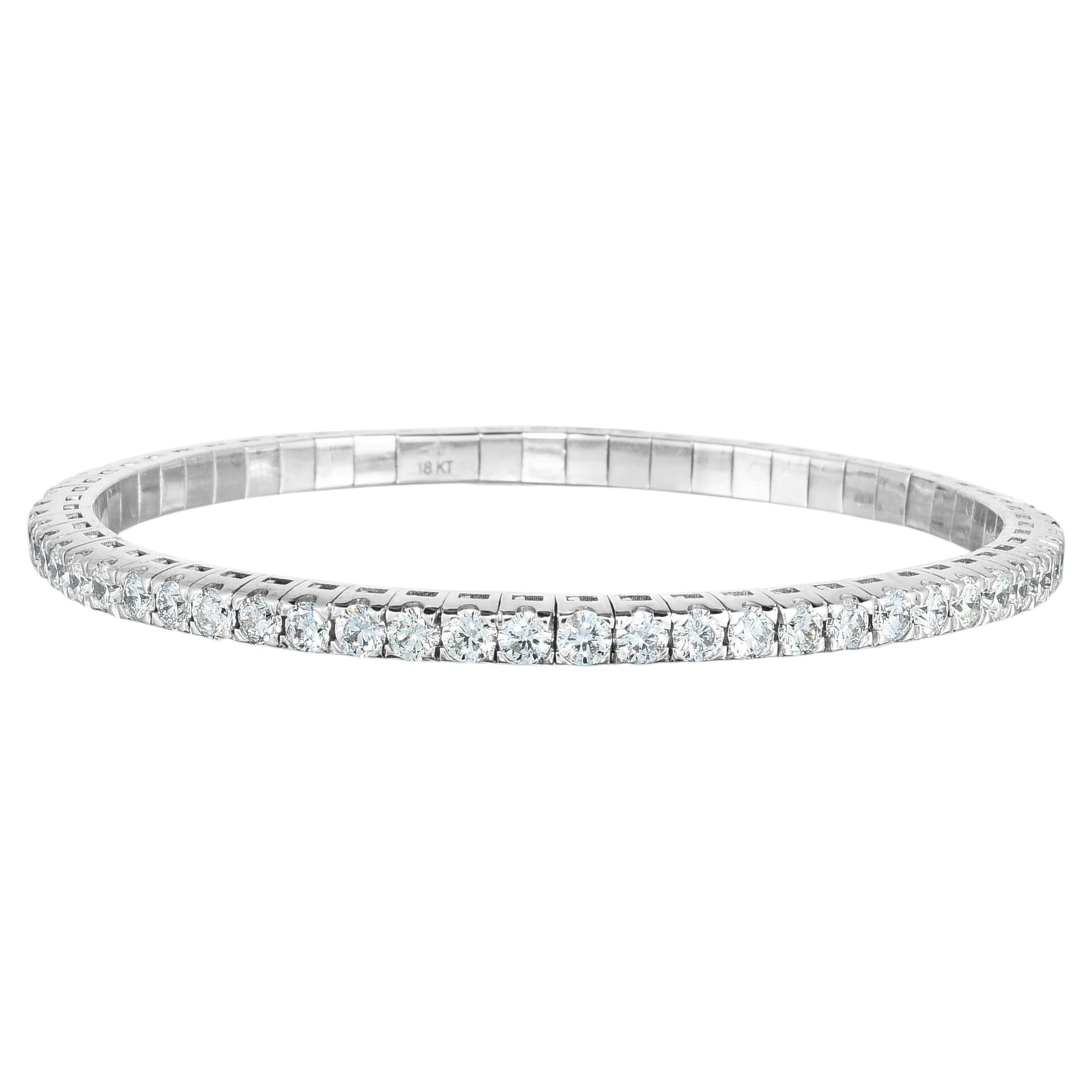ADA Jewelry Stretch Bracelet, 3.15 Carats, 14K White Gold, Natural Diamonds