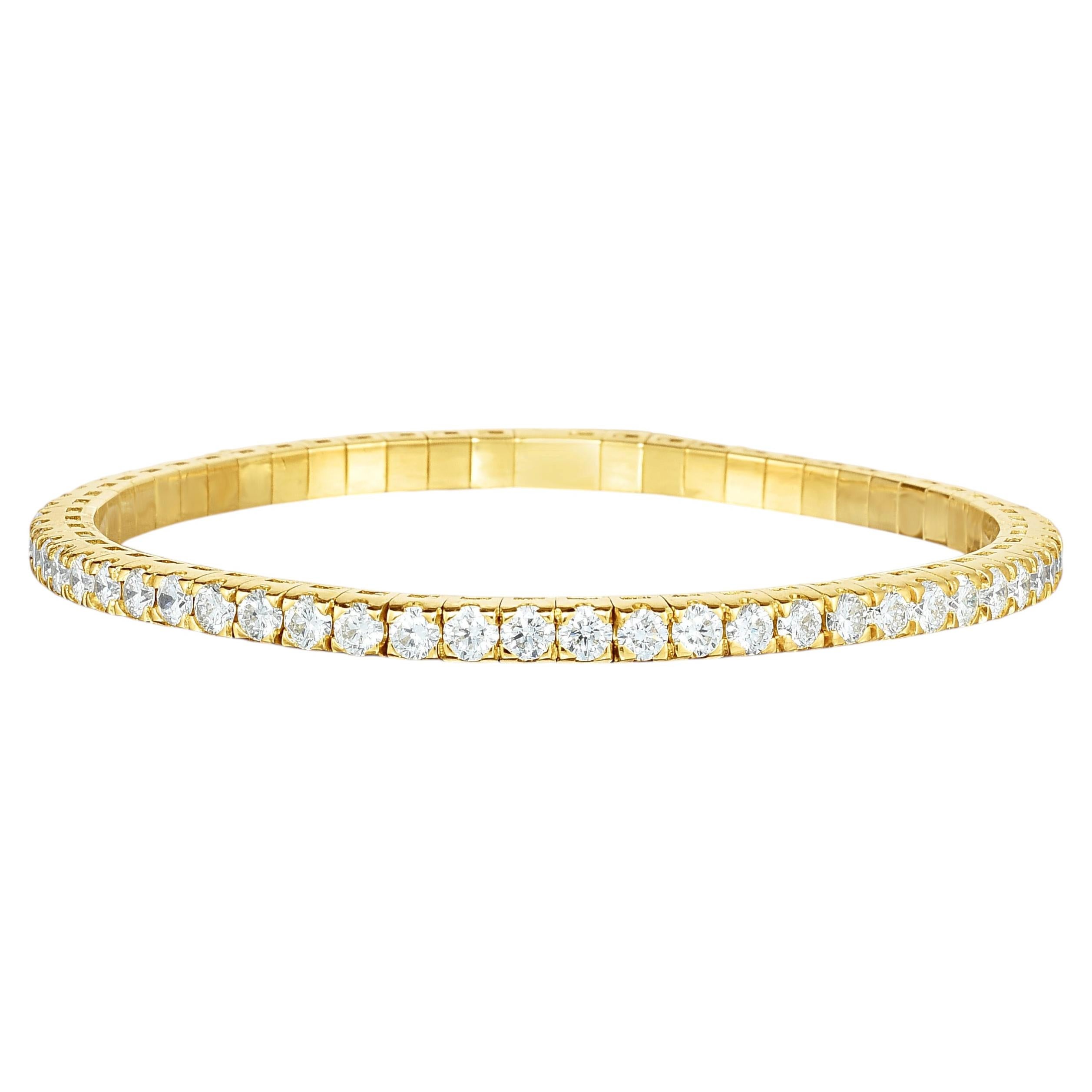 Pulsera elástica de ADA Jewelry, 3,15 quilates, oro amarillo de 14K, diamantes naturales