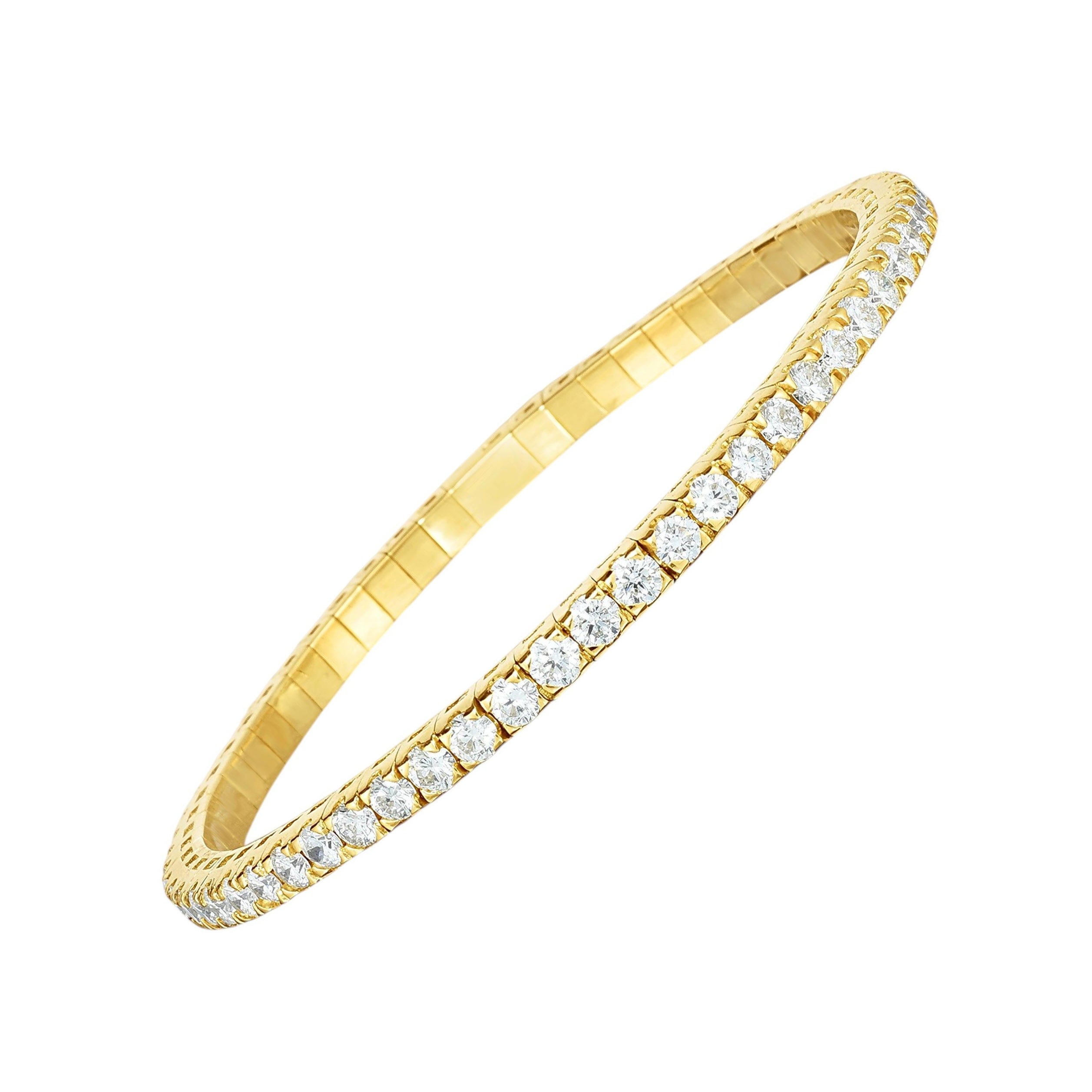 ADA Jewelry Stretch Bracelet, 5.25 Carats, 18K Yellow Gold, Natural Diamonds