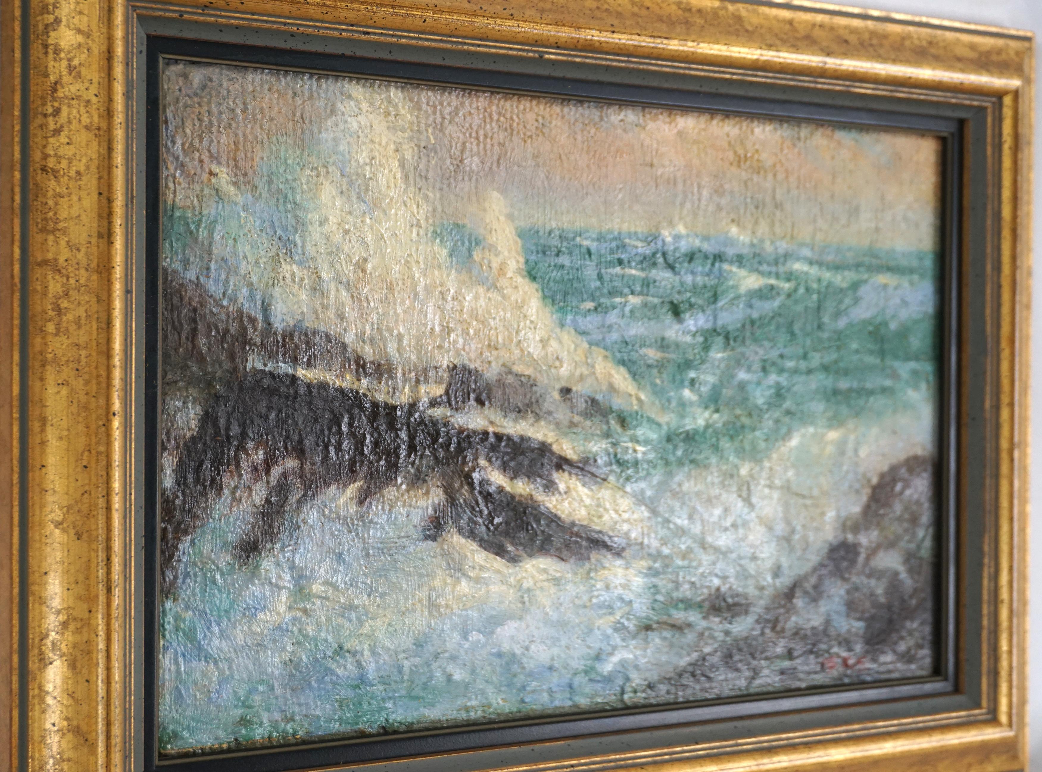 Paysage marin de la côte du Maine du début du 20e siècle - Phare de Pemaquid près des rochers en vente 1