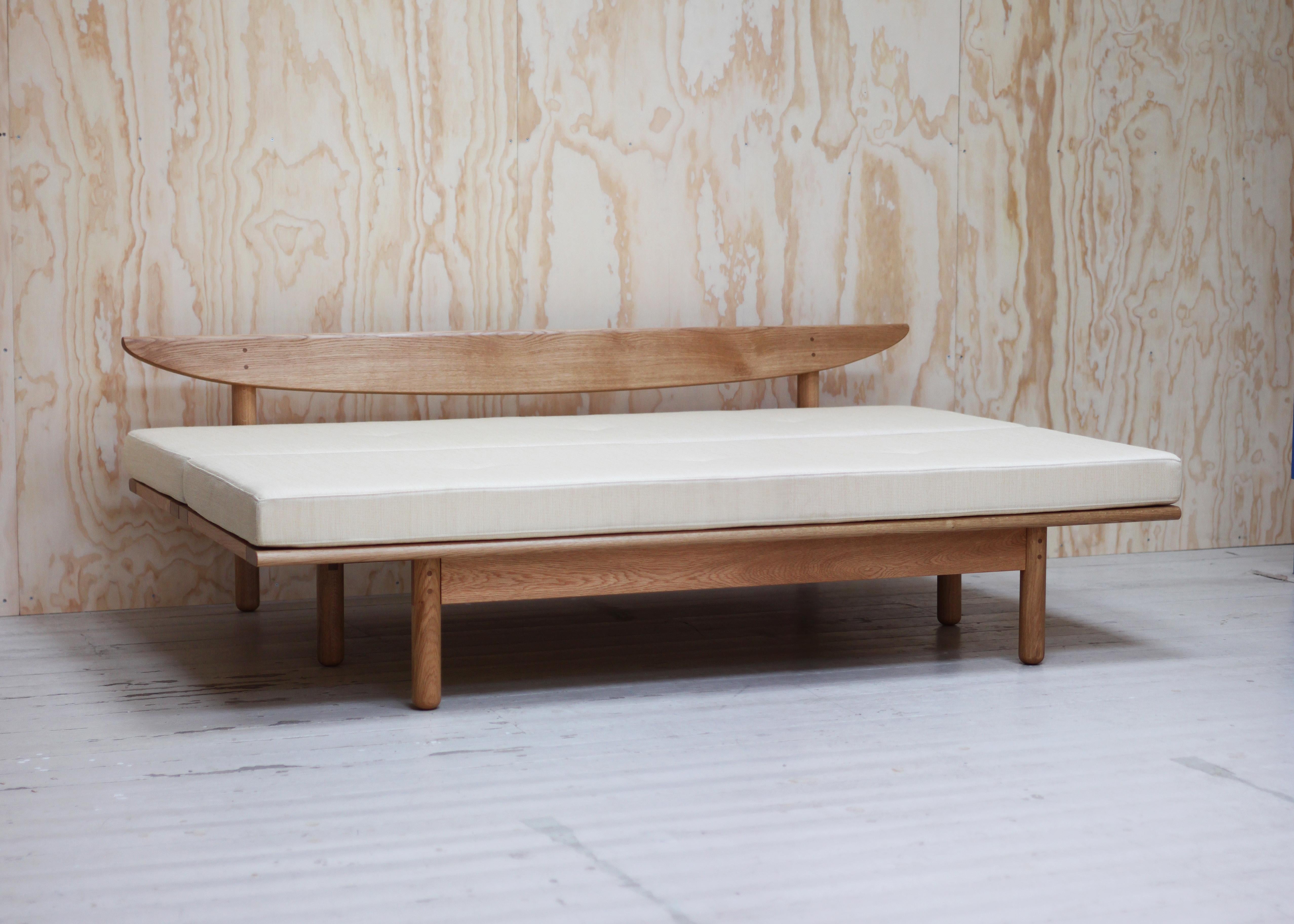 Danish Handmade Ada Sofa, Contemporary Daybed/Futon - Oak, Wool Fabric - by BACD studio For Sale