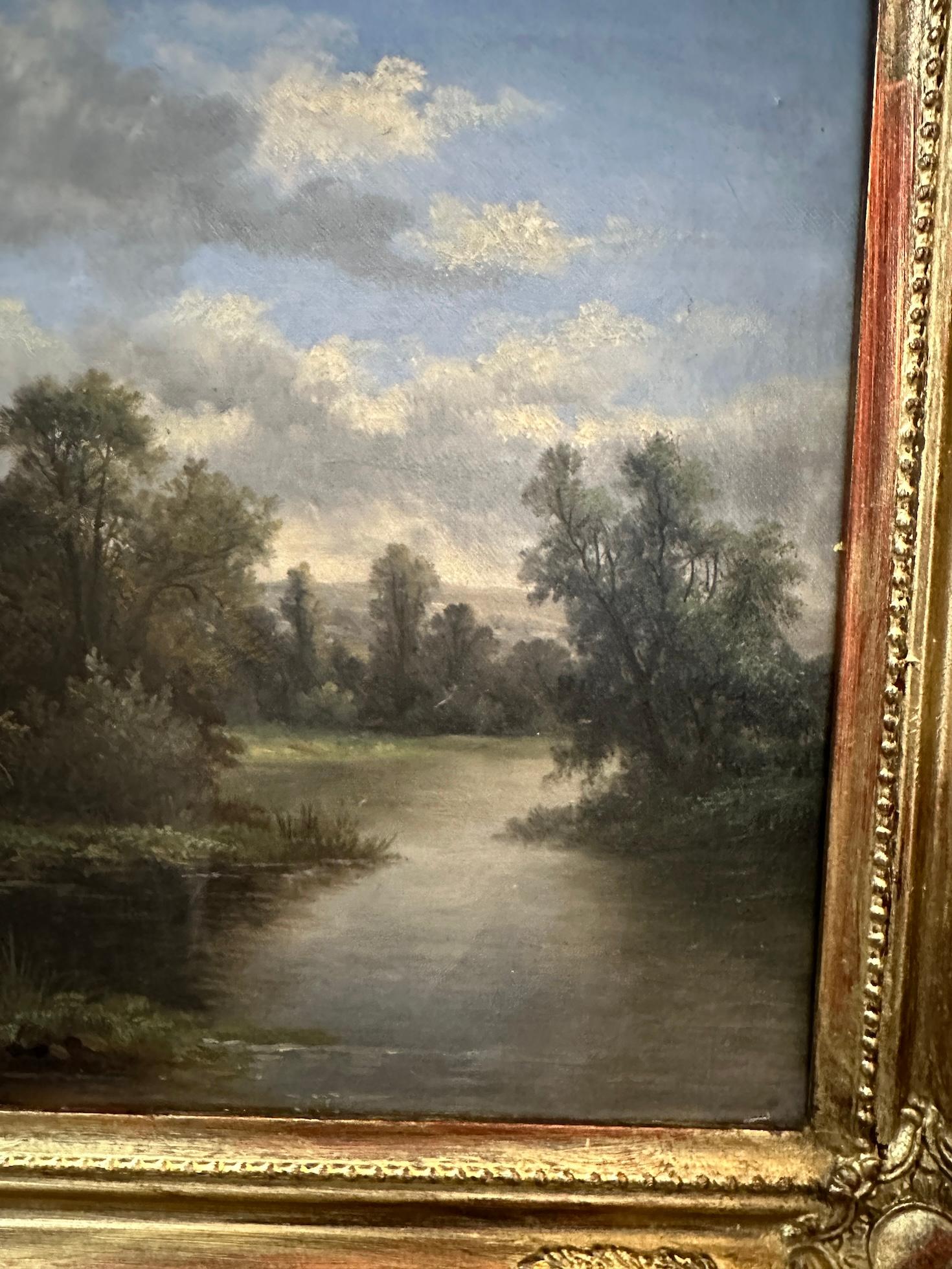 19th century English landscape with Oak and Yew trees on a pathway 1
