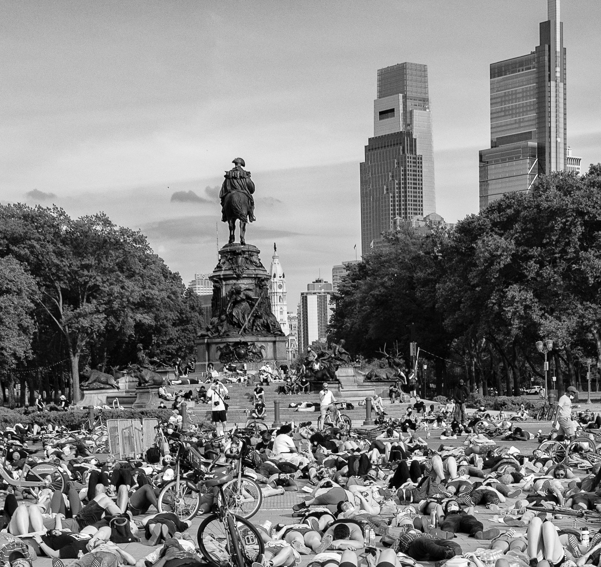 Peaceful Protest, Philadelphia: Black Lives Matter city documentary photograph - Photograph by Ada Trillo