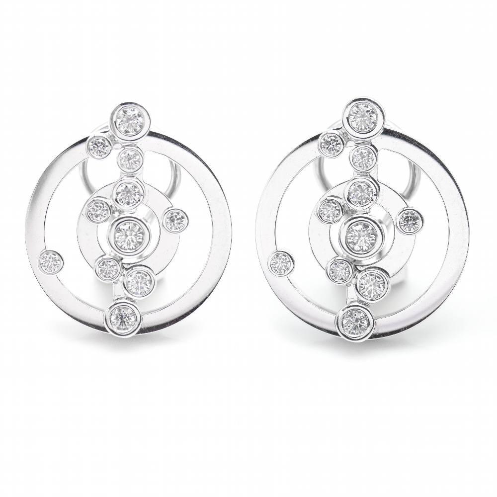 ADAGIO earrings for women : 22 brilliant cut diamonds with a total weight of approx. 0,90ct. in H/VS quality : Omega clasp : 18 kt. white gold : 17,08 grams.  The diameter of the motif is approx.22.46mm. Brand new product I Ref: N102891