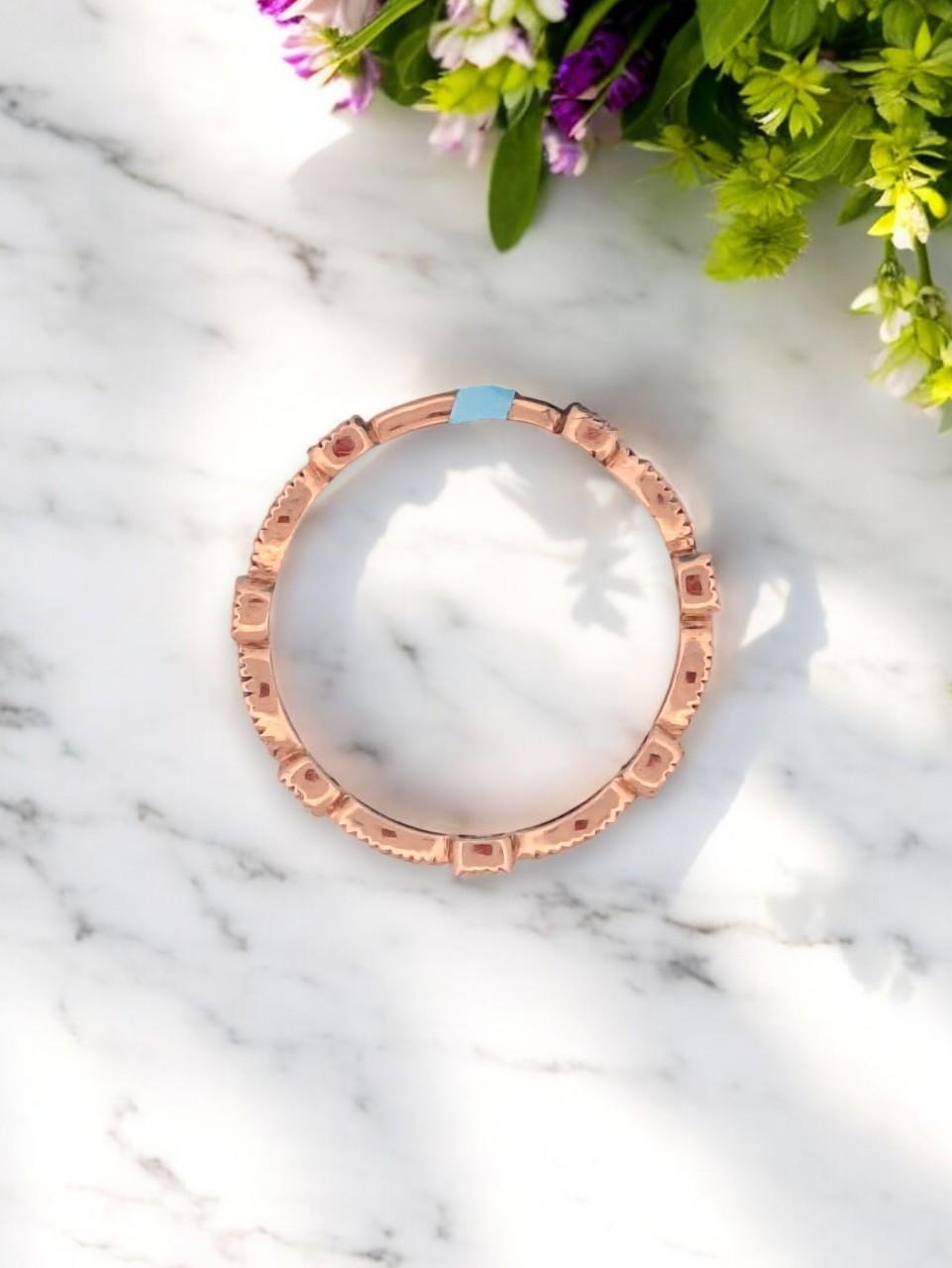 Modern Adah  14K Rose Gold Diamond Ring, 0.15 CT Diamond, Size 7, Engagement Ring For Sale