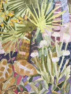 "Orchids in the Mangroves I" Impressionist Mixed Media work of tropical flora. 