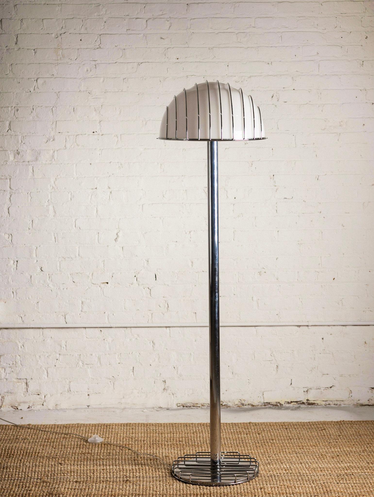 Bauhaus Adalberto Dal Lago for Esperia “Griglia” Space Age Chrome Floor Lamp