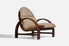 Adalberto Dal Lago, Lounge Chair, Ed. Germa, Ash Wood, Fabric, Italy, 1974