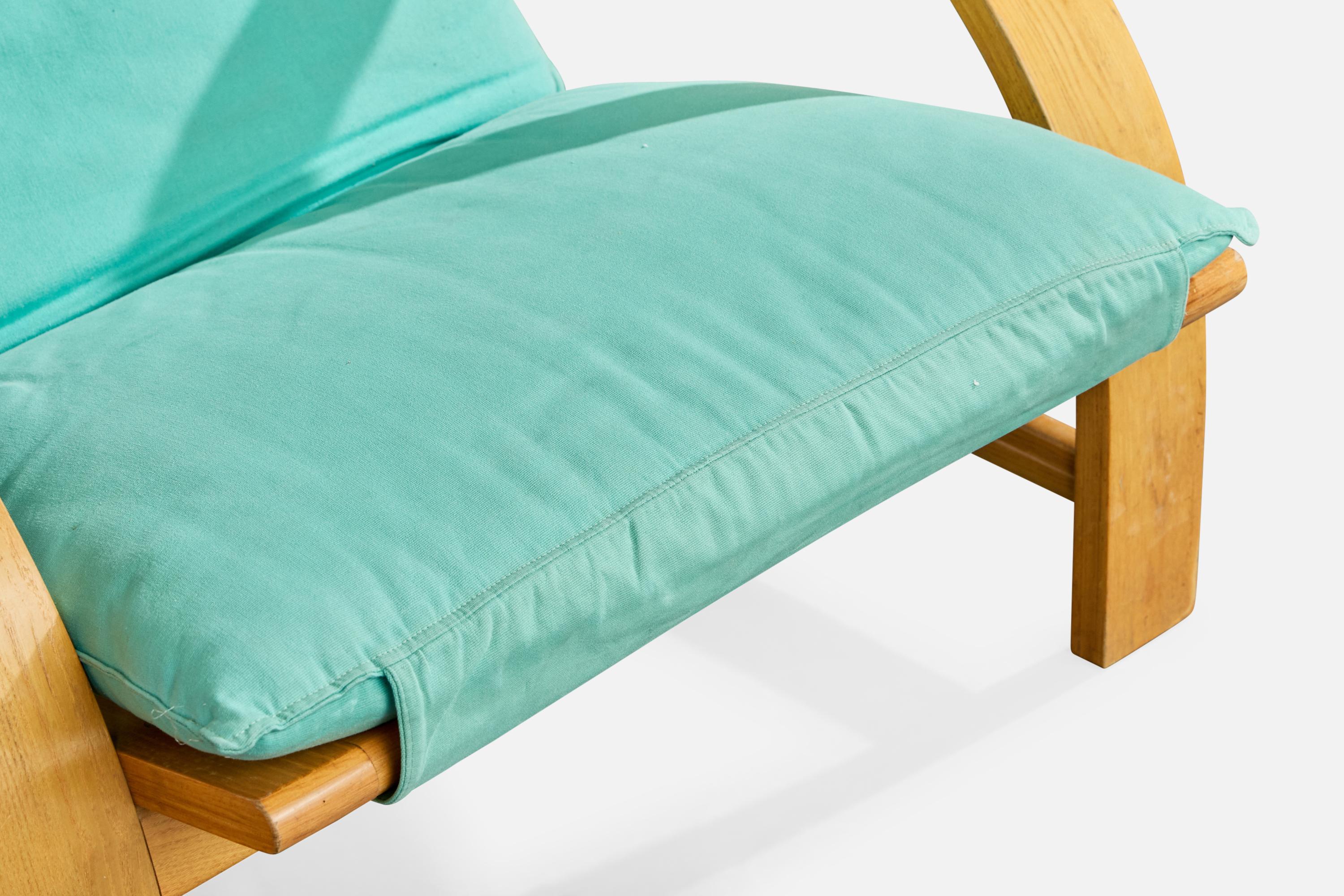 Adalberto Dal Lago, Lounge Stühle, Holz, Stoff, Italien, 1970er im Angebot 5