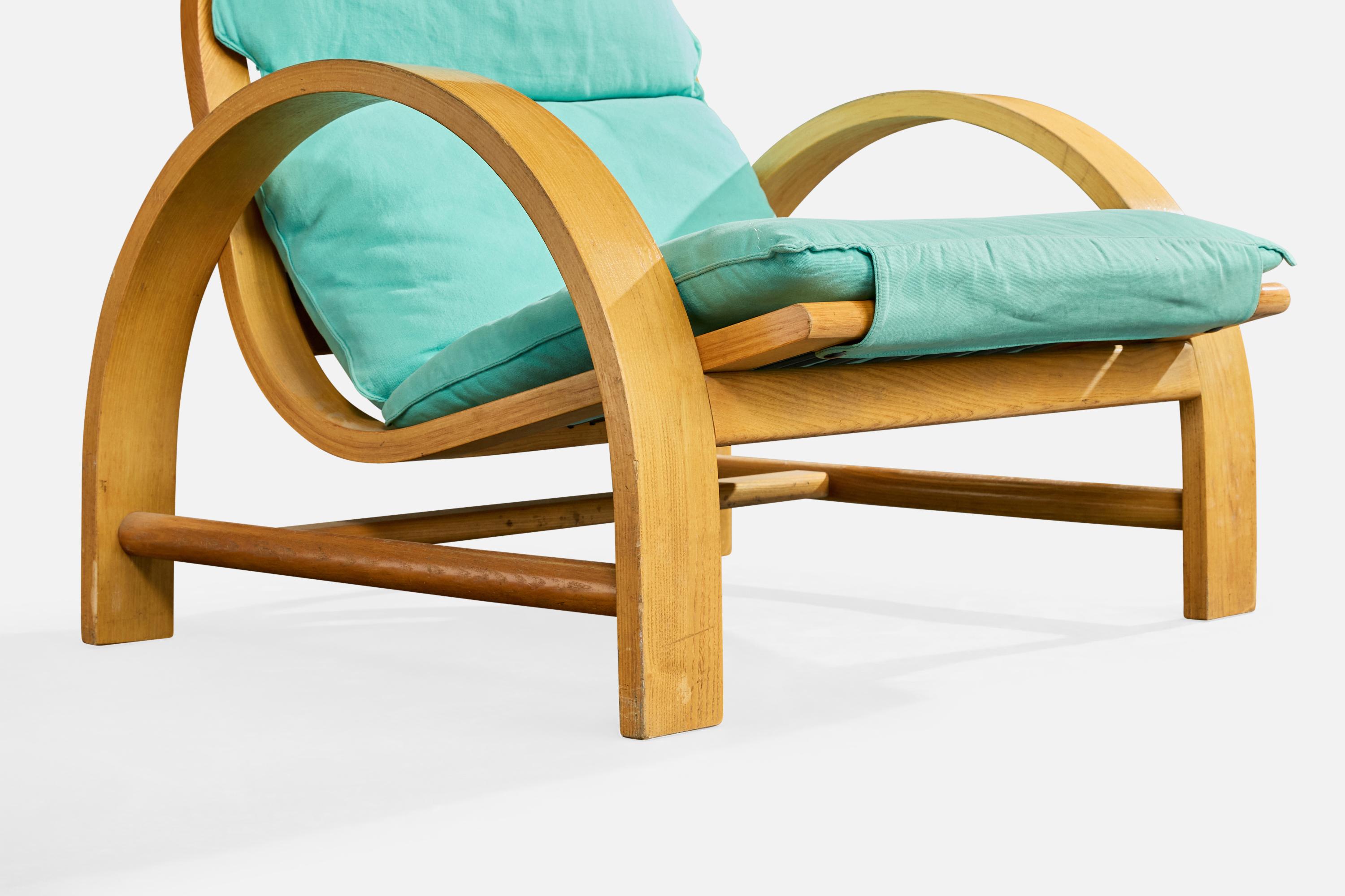 Adalberto Dal Lago, Lounge Stühle, Holz, Stoff, Italien, 1970er im Angebot 6