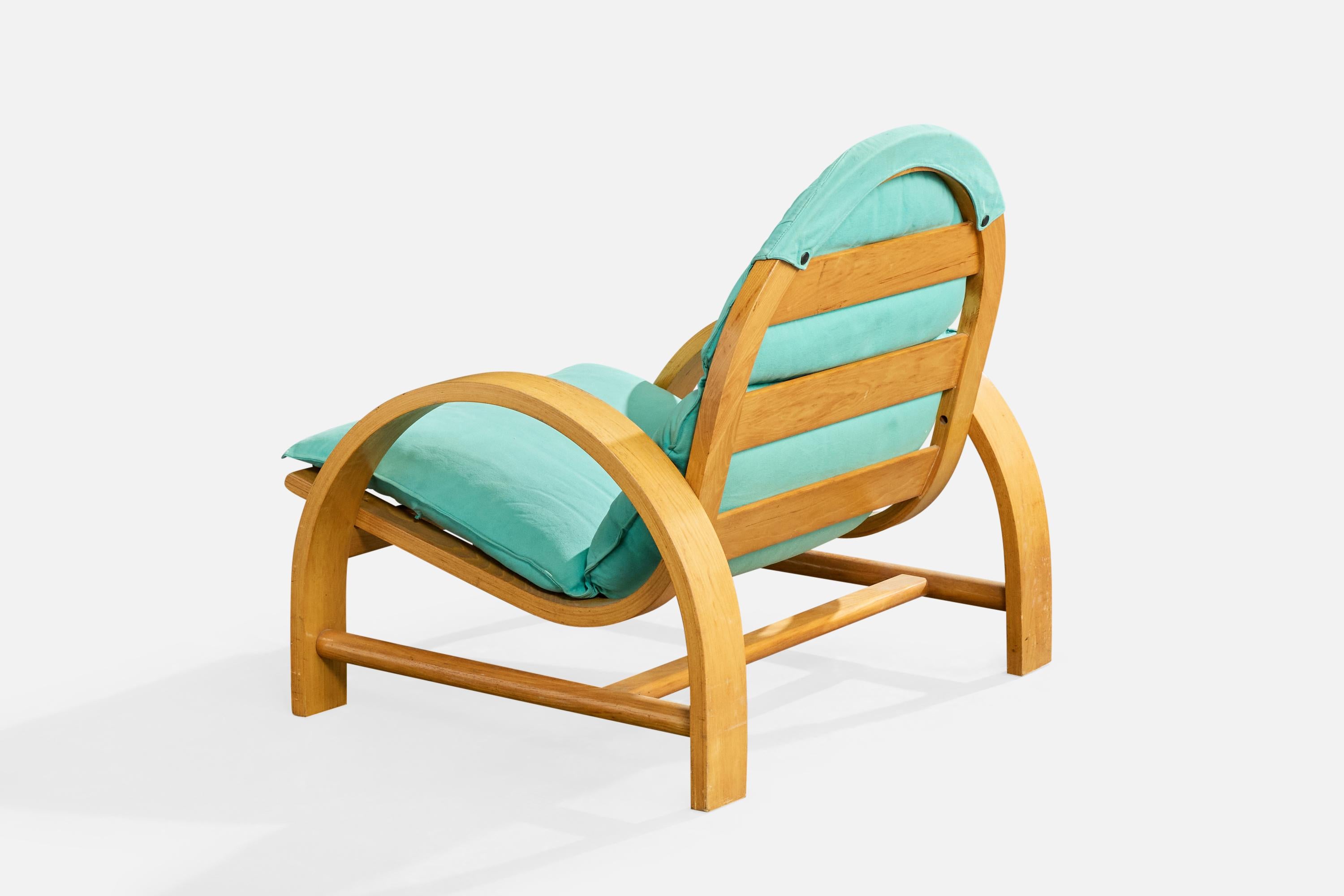 Adalberto Dal Lago, Lounge Stühle, Holz, Stoff, Italien, 1970er (Ende des 20. Jahrhunderts) im Angebot