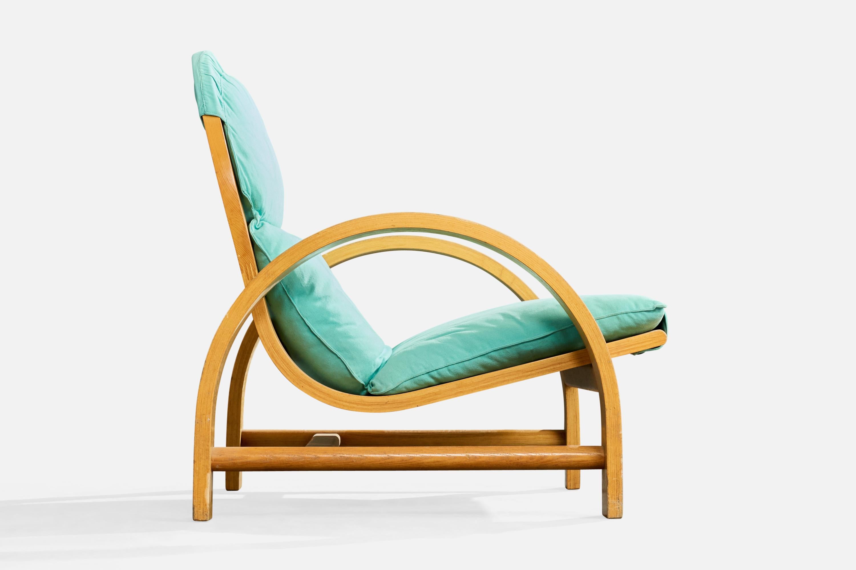 Adalberto Dal Lago, Lounge Stühle, Holz, Stoff, Italien, 1970er im Angebot 1