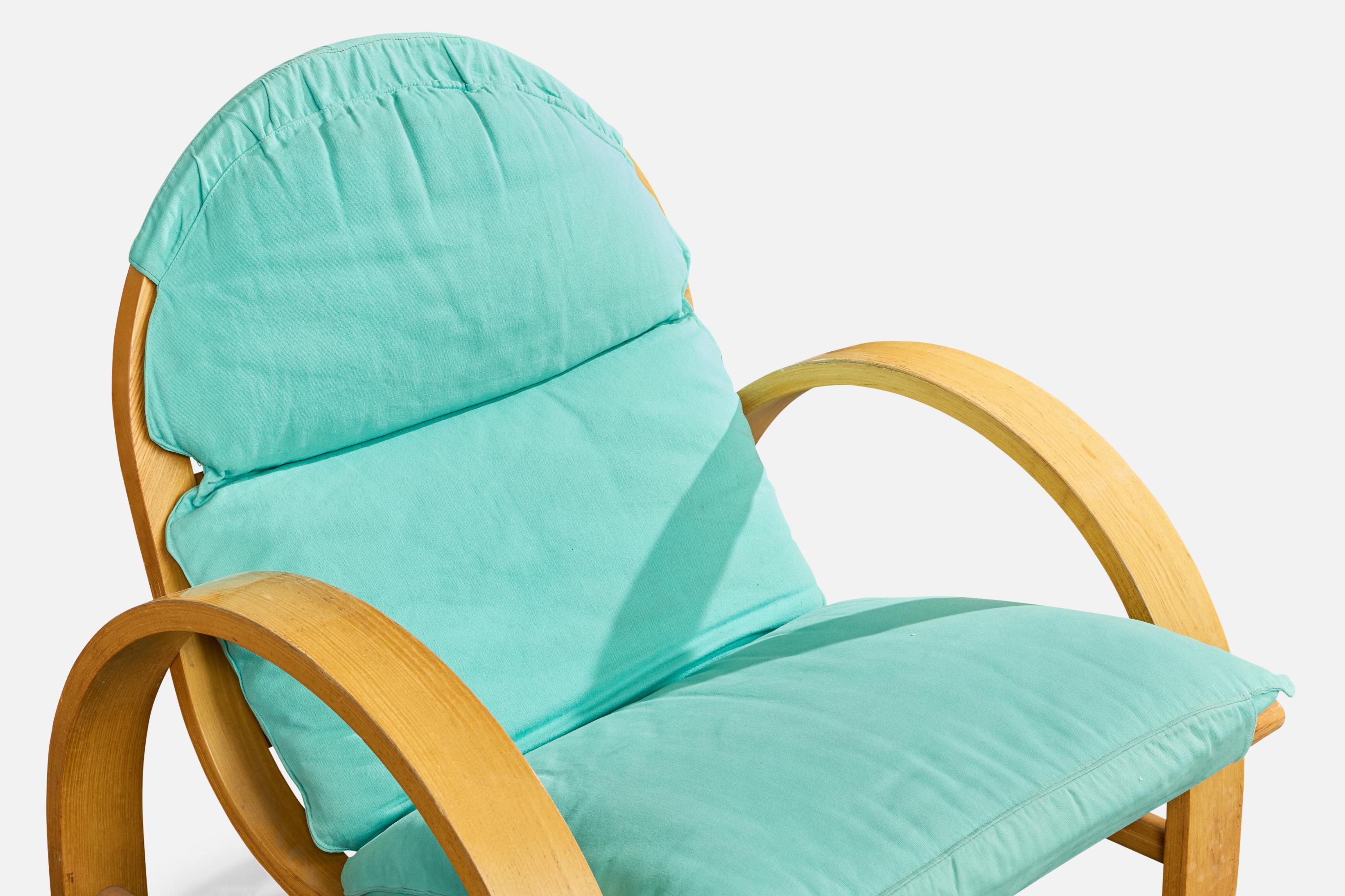 Adalberto Dal Lago, Lounge Stühle, Holz, Stoff, Italien, 1970er im Angebot 2